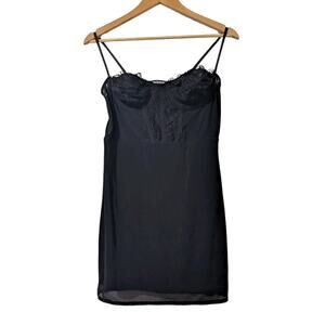 Urban Outfitters Brenna Mesh Bustier Lace Mini Dress Size Large Black Z